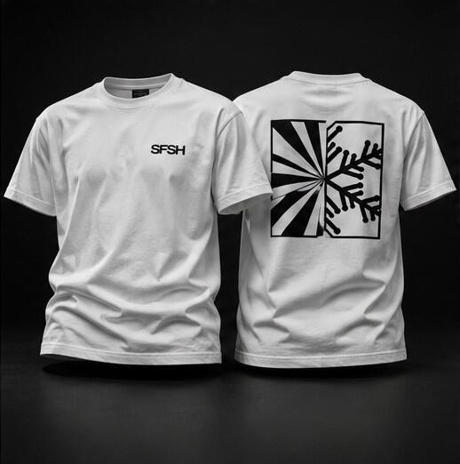 04_white_tshirt_CONCEPT.jpg Concept mockup showing front and back views of a white SFSH T-shirt with black branding.